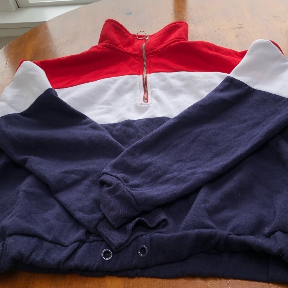 Genetic Apparel Red and White Cowl Neck Sweater with Soft Texture- xs- used